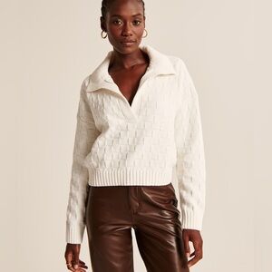 Abercrombie Checkerboard Stitch Notch-neck Sweater Sz XS